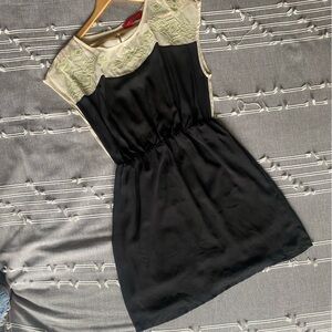 Black Dress with Embroidered Cream Yoke
